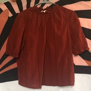 Universal Thread Burnt Orange Eyelet Blouse